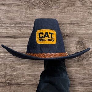Vintage Denim Cowboy Hat CAT Diesel Fuel